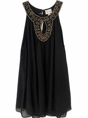 ECI New York Black Beaded Keyhole Tunic Top | 12